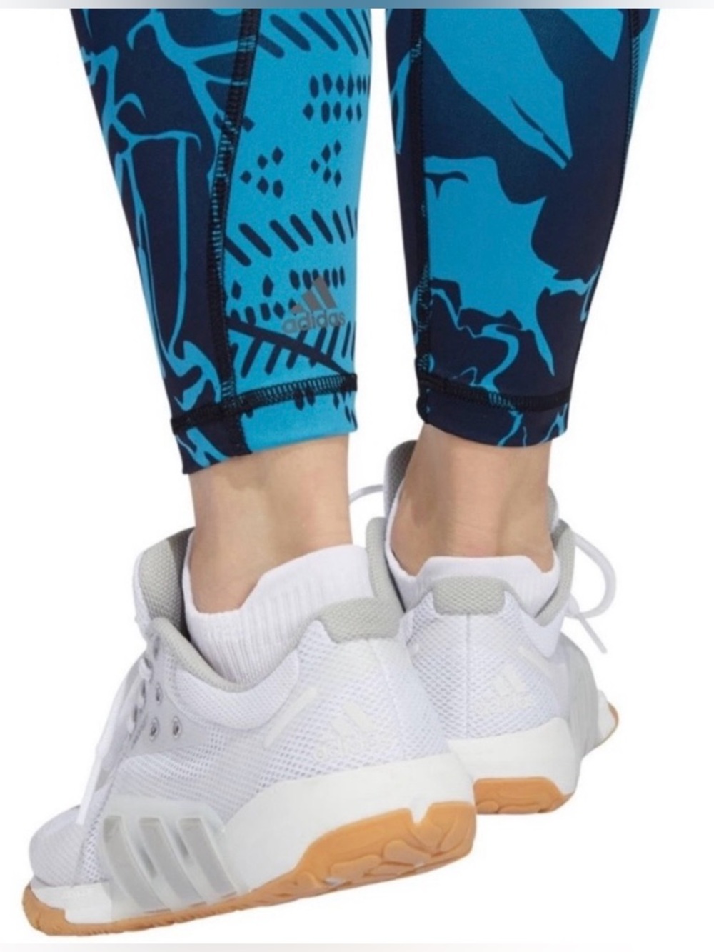 Adidas Optime Superher Training 7/8 Leggings Blue Floral Size Medium —#030 - Picture 6 of 11